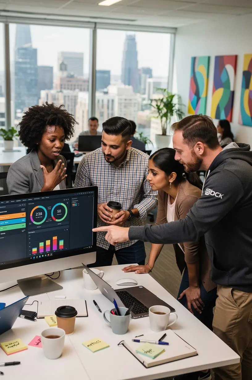Productive home office setup with ergonomic furniture